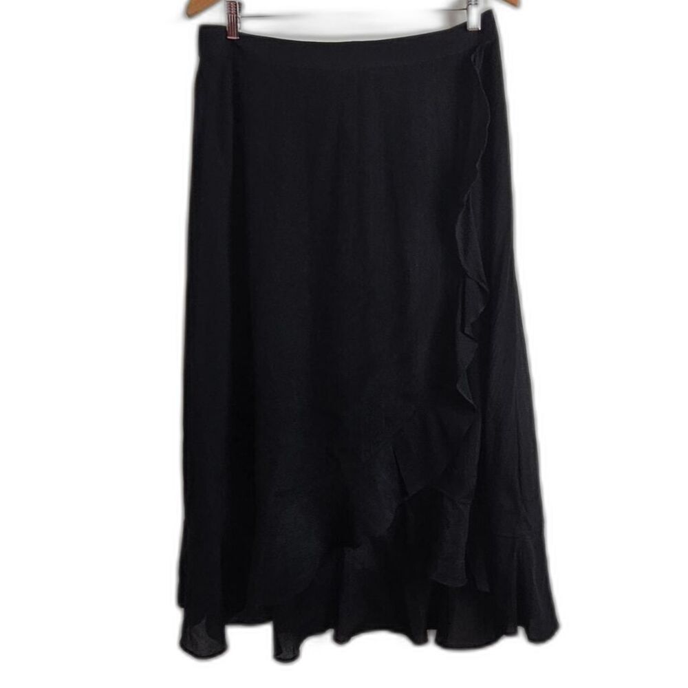 Tommy Bahama Womens Size 8 NWT Oasis Waves Flounce Skirt Black Flowy Ruffle